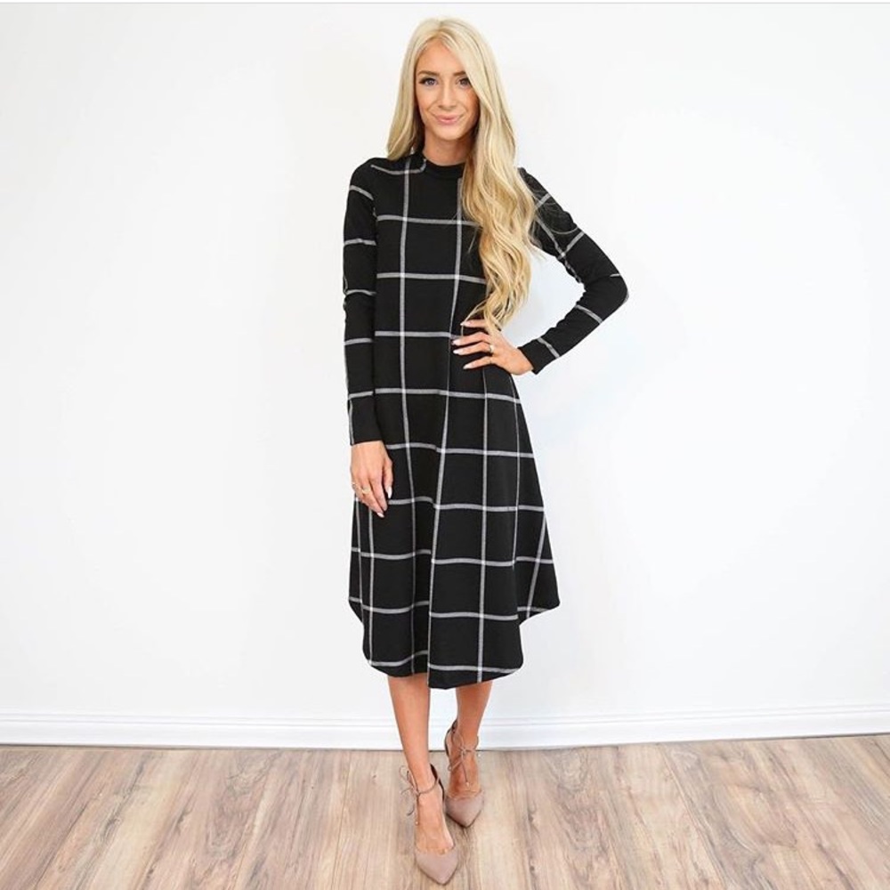 SHOP STEVIE long sleeve plaid dress